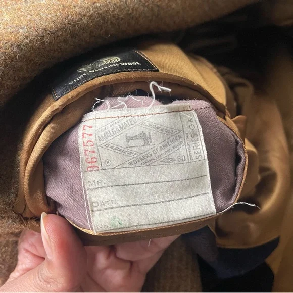 Chipp Harris Tweed Camel Wool Overcoat Men’s 40S Ivy League Vintage Coat - Picture 8 of 14